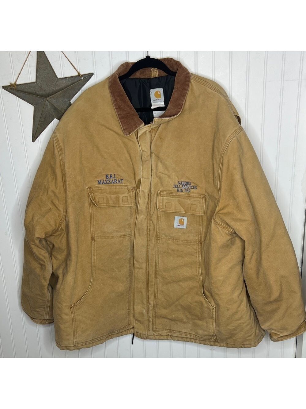 Carhartt C03 Loose Fit Firm Duck Insulated Brown Field Coat Size 50 Regular